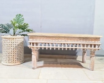 Indian Wooden Hand Carved Centre Table, Coffee table, Indian Serving Table Indian, Handcrafted Table