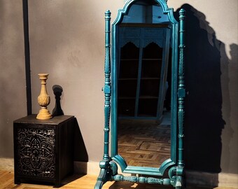 Victorian Wooden Hand Carved Floor Mirror Frame With Stand Victorian Wooden Hand Carved Floor Mirror Frame With Stand