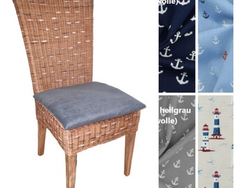 Sitzkissen / Stuhlkissen / Sitzauflage mit Maritim-Motive aus Baumwolle