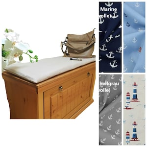 Seat cushion/seat cushion with maritime motifs made of cotton
