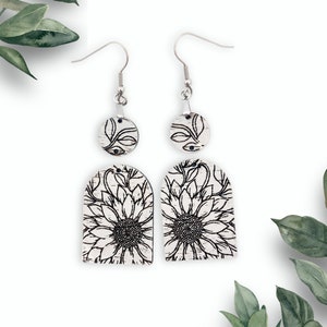 Zen Flower Dwuczęściowy Łuk Grawerowany Projekt Kolczyka - Laserowo Cięty Kolczyk Plik Cyfrowy - Plik Projektu SVG - Plik Glowforge - Tylko Do Pobrania Cyfrowego