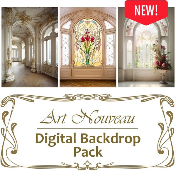 Art Nouveau Digital Backdrop Pack | 18x backdrops | overlay | photography background | photoshop | digital | composite image | cutout photo