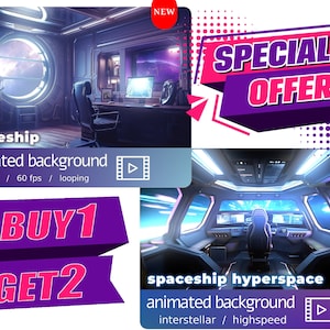 Animated Background | Vtuber | Twitch | Youtube | Zoom | streaming | Stream Overlay | 60FPS | looping | Spaceship Hyperspace Purple Pack