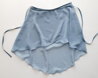 Blue wrap skirt women's ballet chiffon handmade Australia barre skate dance wear warm-up skirt for leotard hi-low tie up dance skirt