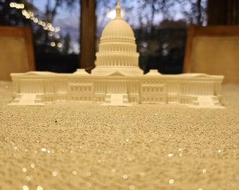 3D Printed U.S. Capitol Building | Detailed Washington D.C. Landmark Model | Desk Decor