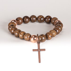 Christian Bracelet -  Circle Wood - copper pieces that serve as a reminder of the Holy Trinity: God, Jesus, and Holy Spirit