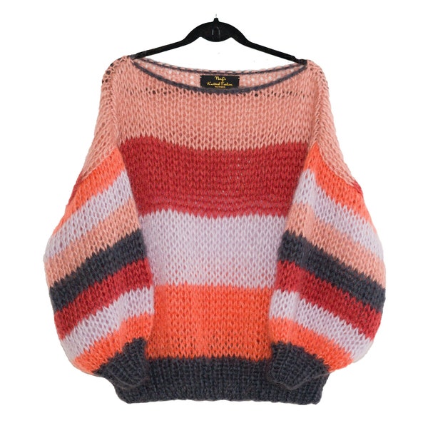 Maglia in mohair multicolore lavorata a mano