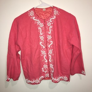 Vintage pink beaded cardigan