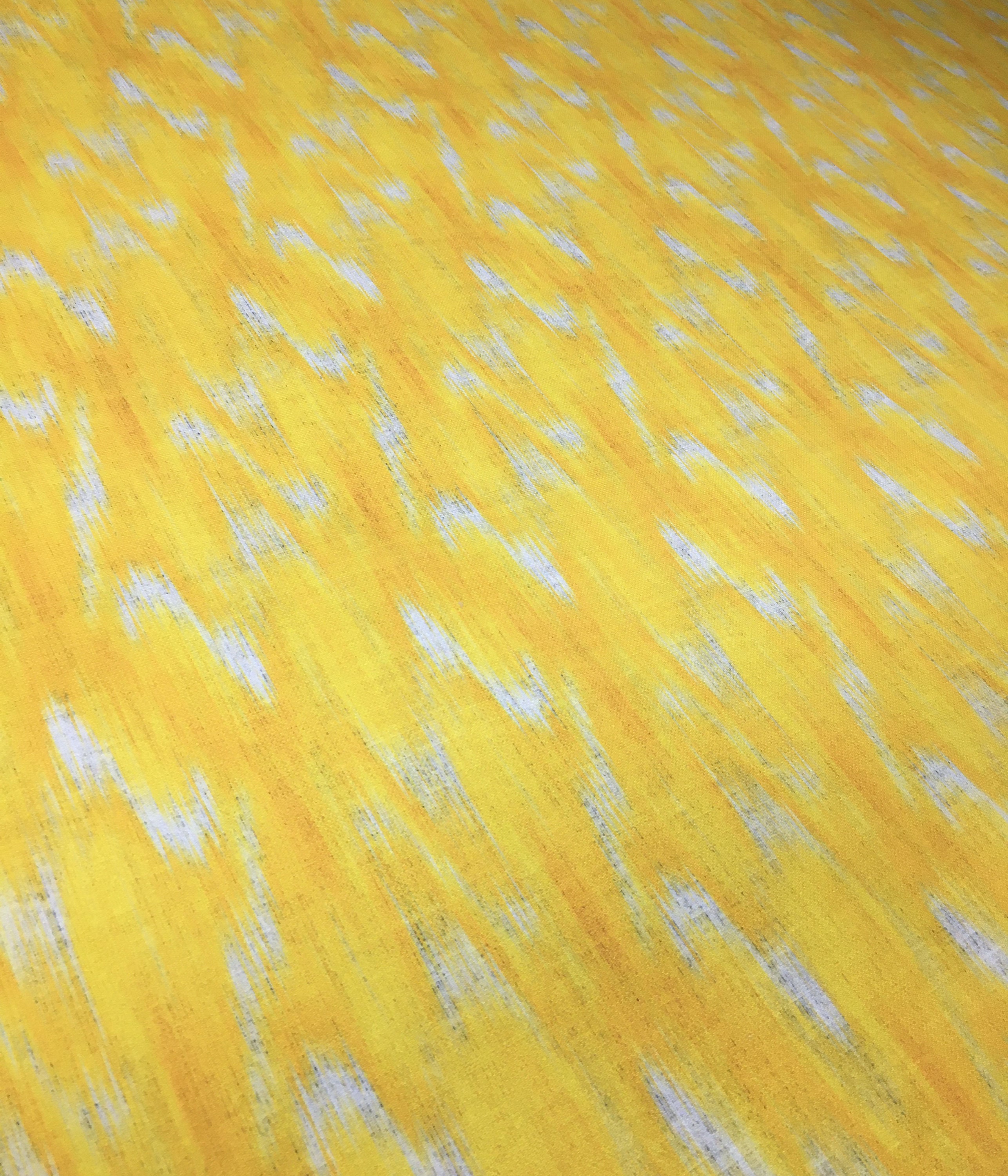 Linen Look Yellow Upholstery Fabric. Yellow Linen Texture Effect Ikat