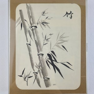 Vintage Original Chinese Bamboo Painting in C-Thru Frame