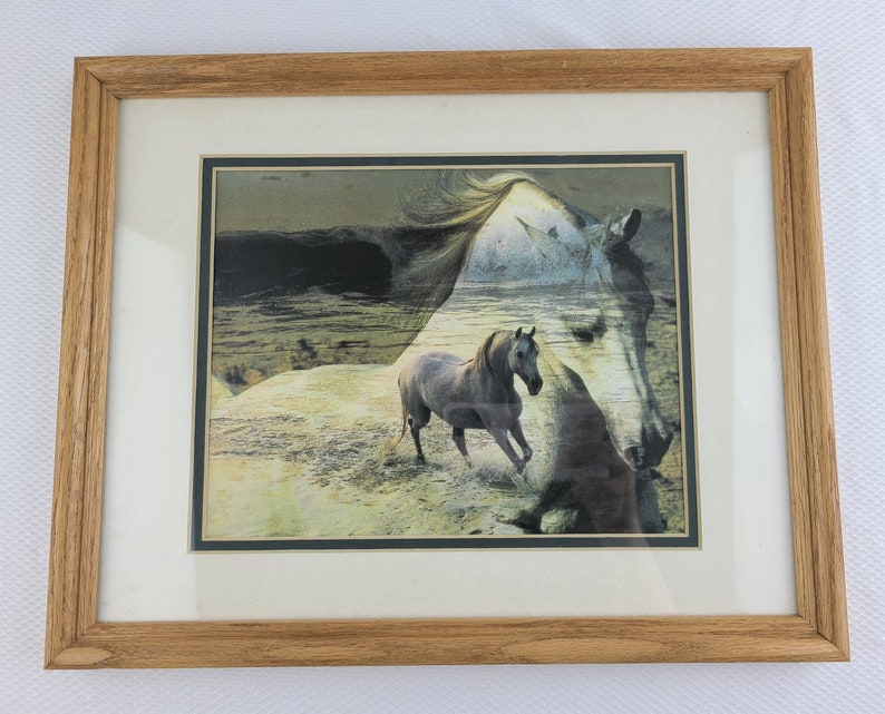 Vintage Robert Vavra Horse Galloping Ocean Call of the Rising Tide Mat Framed Art Card Print image 1