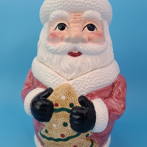 Vintage Christmas SANTA COOKIE JAR Dalton Ceramic Canister 12&quot;