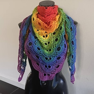 Handmade Rainbow Crocheted Shawl (100% cotton)