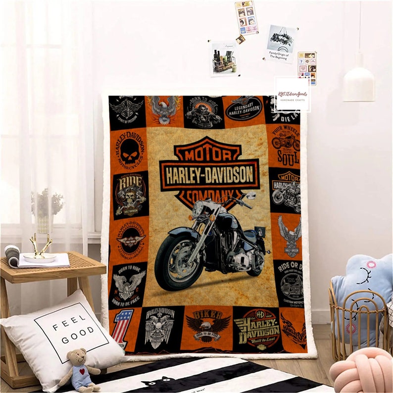 Harley Davidson Motor All Season Quilt Blanket Love Etsy