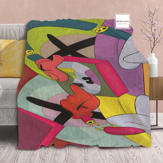 Colorful Kaws Blanket Kaws Throws Cartoon Kaws Blanket Etsy