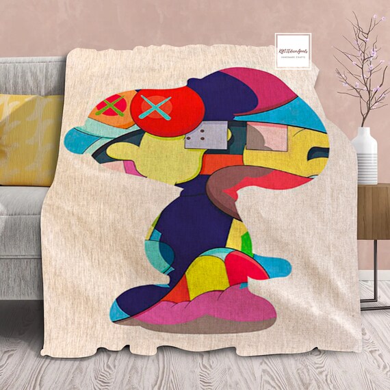 Snoopy Colorful Kaws Blanket Kaws Throw Blanket Kid Room Etsy