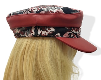 Women's fiddler cap breton, hat red greek fisherman ,cap newsboy, cap women baker boy ,cap girls peaked captain, cap Sea Skipper Fiddler