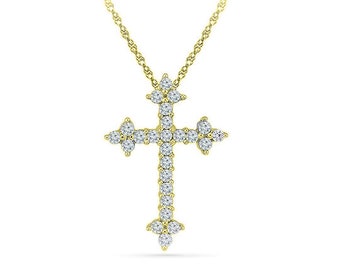 1.0CT Moissanite Cross Pendant Necklace 