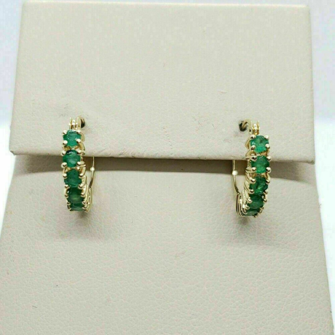 Boucles D'oreilles Créoles Huggie Turquoise Et Zircon – Plaqué Or Jaune