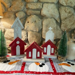 Rustic Charm Red & White Wooden Churches