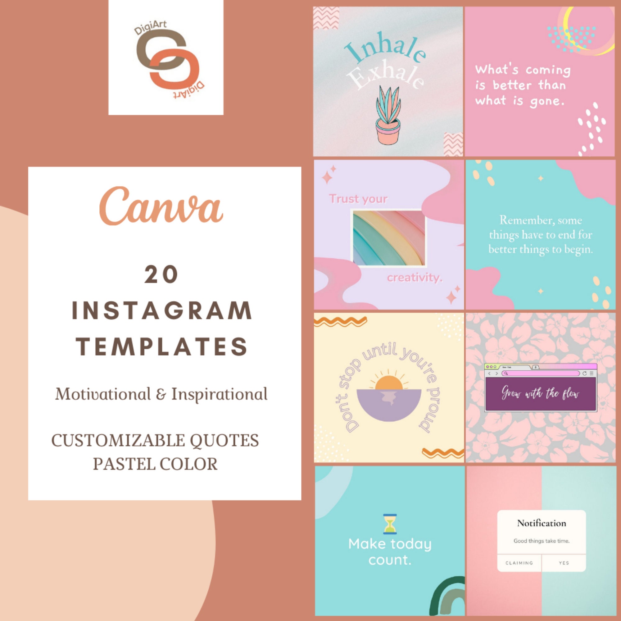 Instagram Inspirational Post Templates. Pastel Template for | Etsy