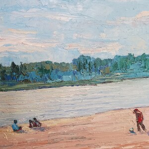 Malsaucy beach original oil on canvas image 2