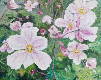 Japanese anemones oil on canvas