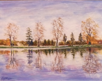PASTEL PAINTING, Autumn Reflections.