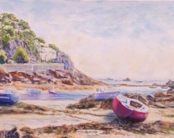 PASTEL painting, coasts of Brittany Morbihan.