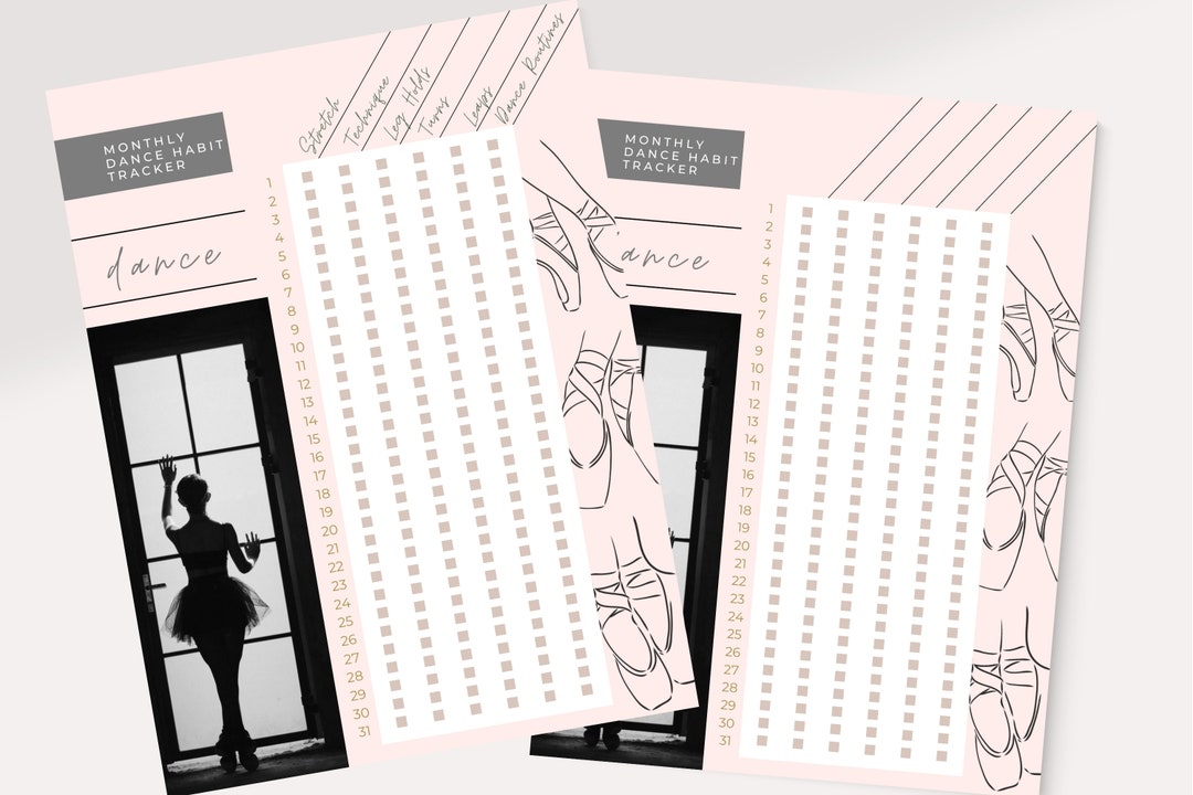 Printable Monthly Dance Habit Tracker, 30 Day Habit Tracker, Monthly ...