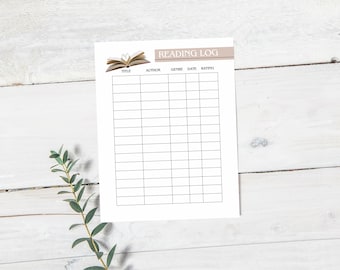 Printable Reading Log, Digital Reading Log, Reading Tracker, Book Tracker