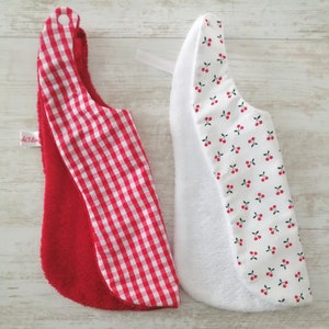 Large bibs 6 months to 3 years in bamboo, red gingham or cherry pattern, sold individually image 2
