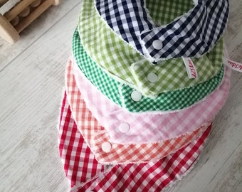 Gingham baby bibs, red, green, pink, purple, blue, 0/24 months, birth gift, sold individually