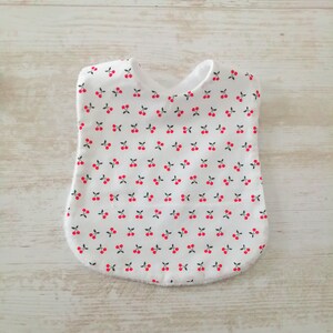 Large bibs 6 months to 3 years in bamboo, red gingham or cherry pattern, sold individually image 5