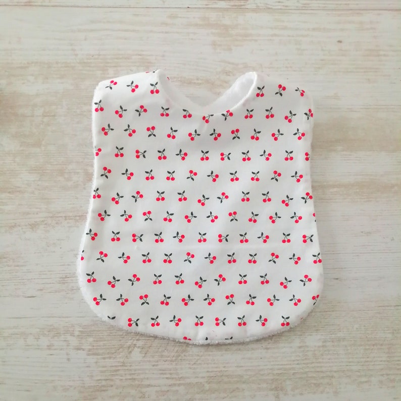 Large bibs 6 months to 3 years in bamboo, red gingham or cherry pattern, sold individually image 5