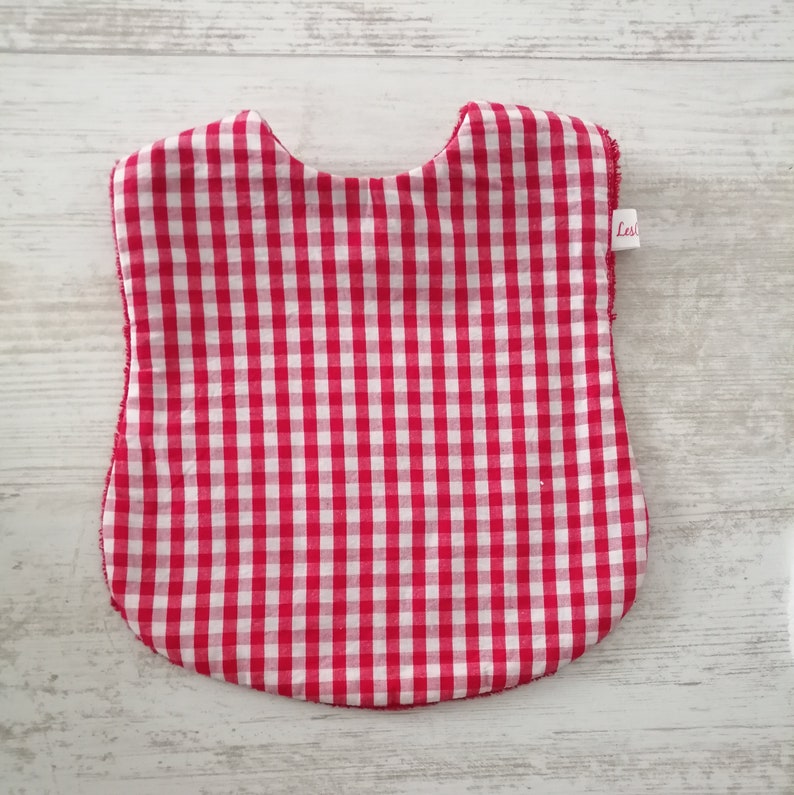 Large bibs 6 months to 3 years in bamboo, red gingham or cherry pattern, sold individually image 6
