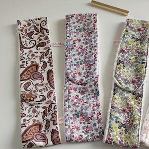 Spa care headband with velcro, for facial care, in liberty style floral cotton, bamboo sponge, gift for her