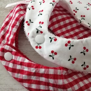 Large bibs 6 months to 3 years in bamboo, red gingham or cherry pattern, sold individually image 3