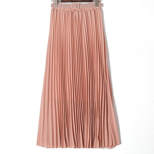 Chiffon Bohemian Pleated Maxi Skirt Womens Summer Solid Color - Etsy UK