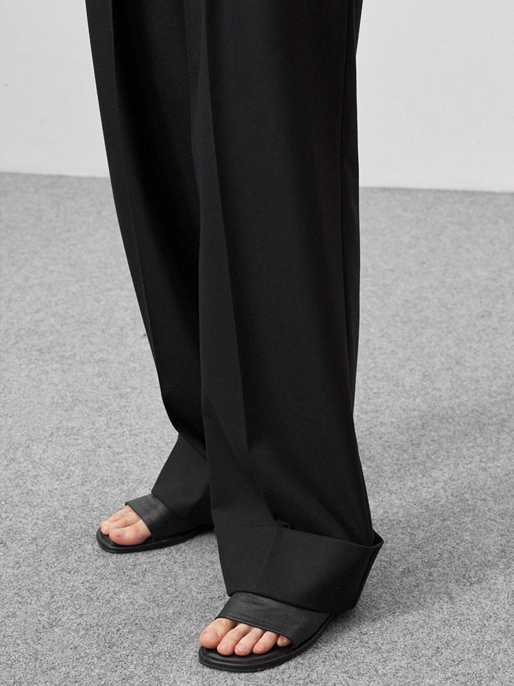 High Waist Suit Pants for Women Wide Leg Floor Length Trousers - Etsy