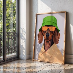 Funny Dachshund Cool Dog Digital Wall Art Poster, Minimalistic Decor, Living Room Art, Colorful Dog Print, Dog Mom Gift, Animal Lover Art