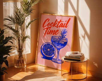 Retro Cocktail Poster Print, Bar Wall Art, Trendy Kitchen Decor