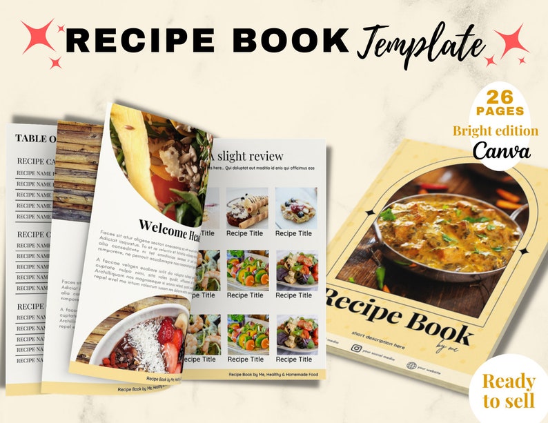 Editable Cook Book Canva Template, Printable Recipe Book for Chef ...