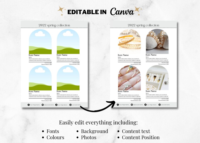 Editable Wholesale Line Sheet Template Canva Wholesale Etsy UK
