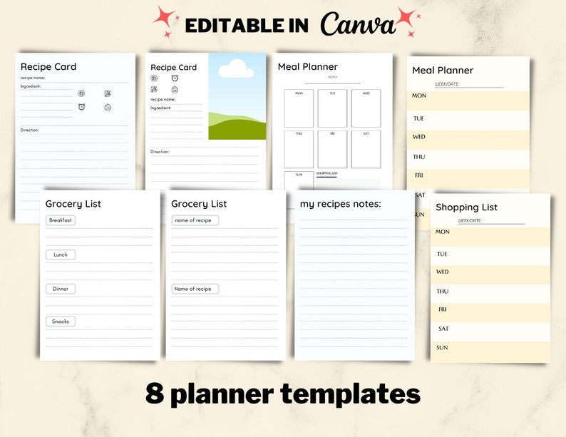 Editable Cook Book Canva Template, Printable Recipe Book for Chef ...