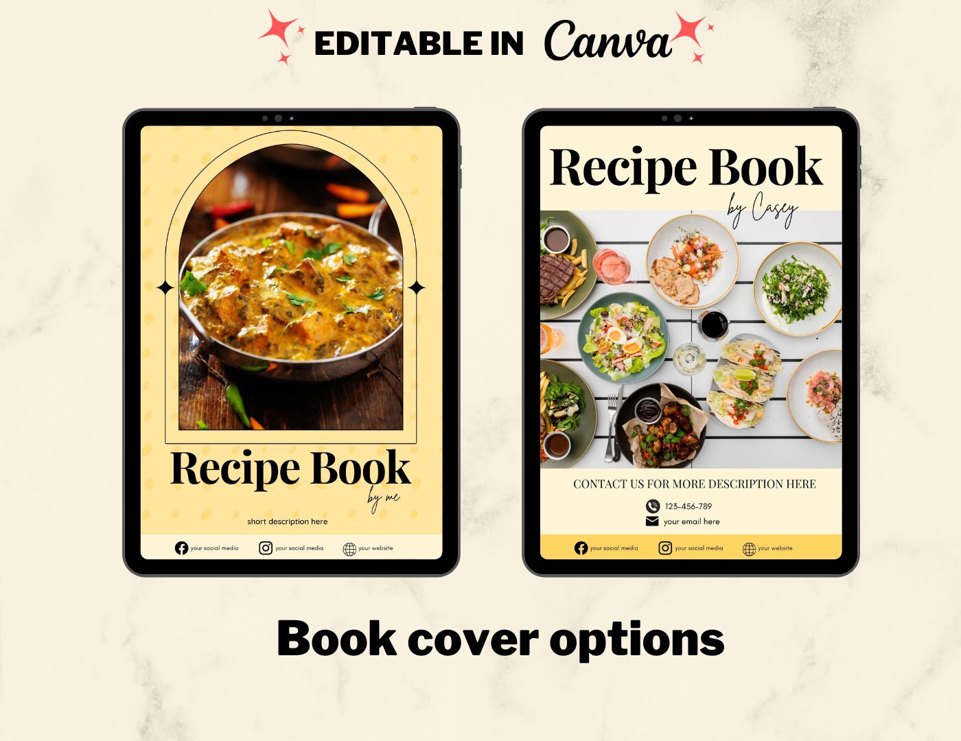 Editable Cook Book Canva Template, Printable Recipe Book for Chef ...