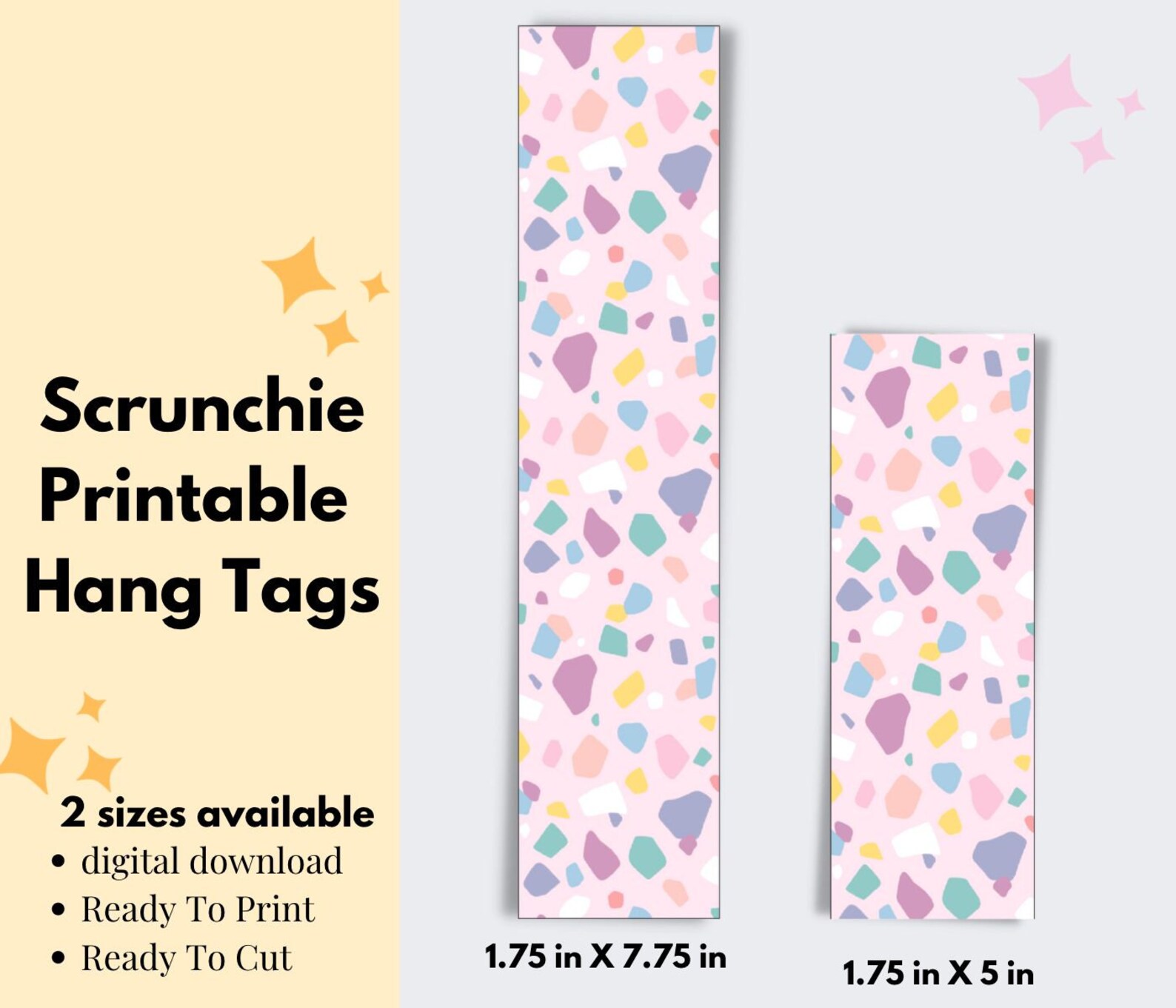 Scrunchie Tag Ready to Print, Printable Scrunchie Hang Tags, Printable