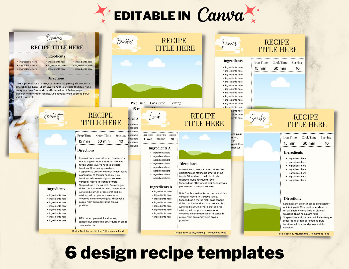 Editable Cook Book Canva Template, Printable Recipe Book for Chef ...
