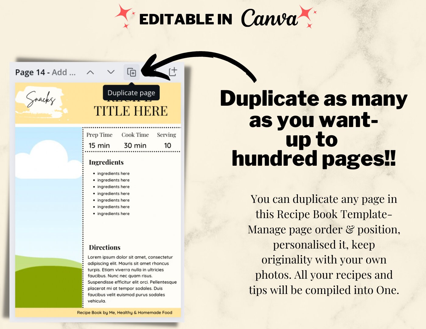 Editable Cook Book Canva Template, Printable Recipe Book for Chef ...