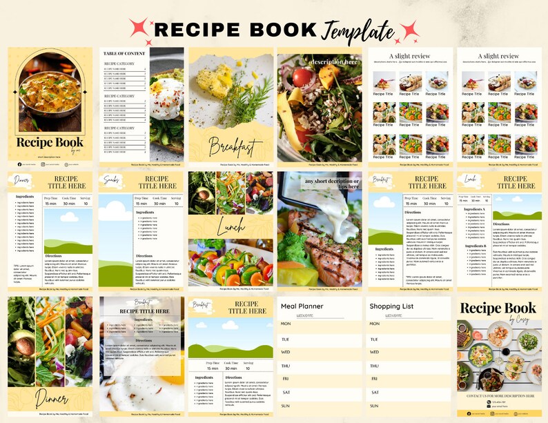 Editable Cook Book Canva Template, Printable Recipe Book for Chef ...